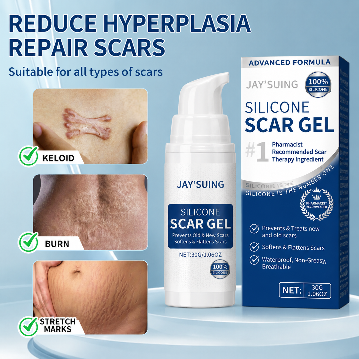 Buy 1 Get 1 Free 🔥 Advanced Silicone Scar & Wrinkle Smoothing Gel