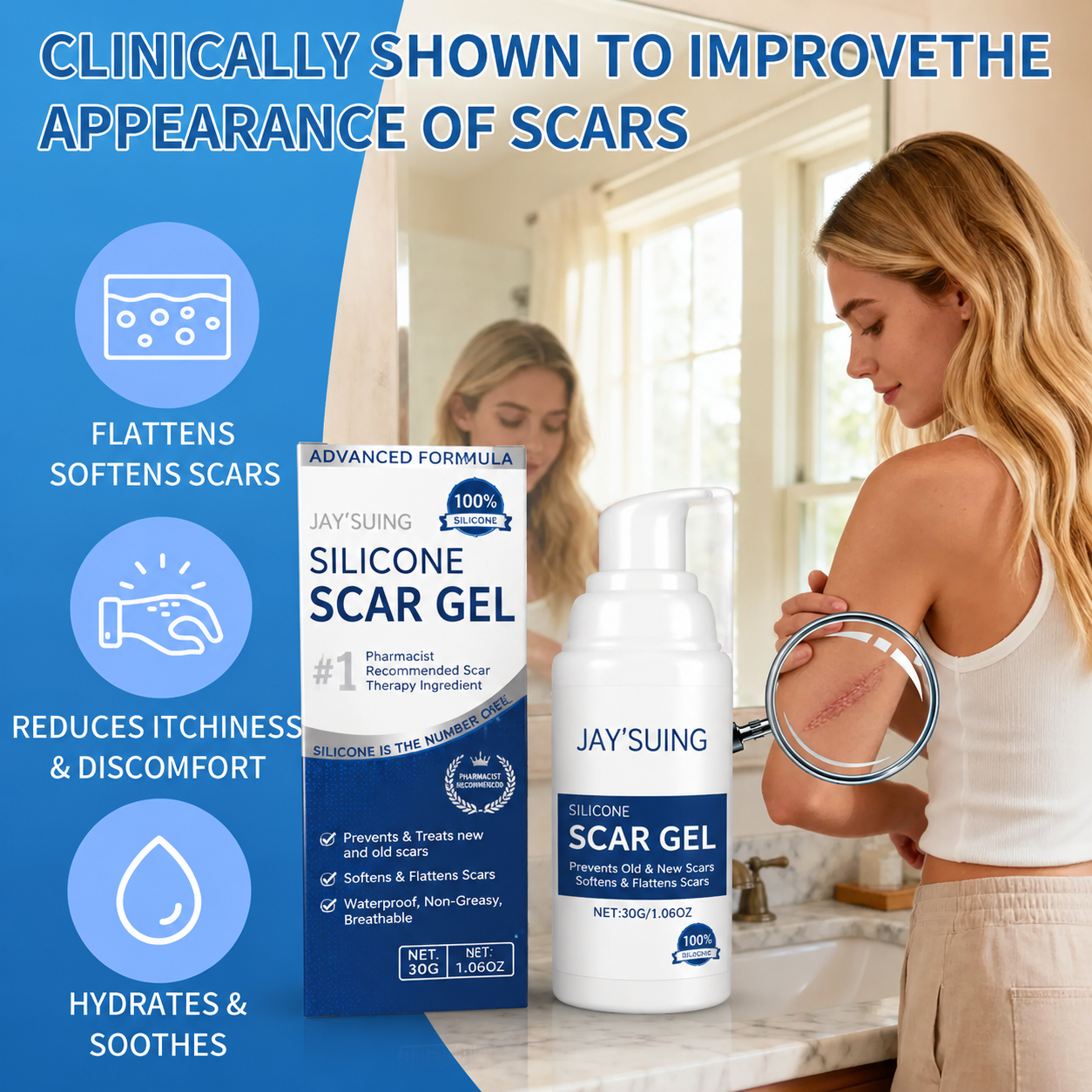 Buy 1 Get 1 Free 🔥 Advanced Silicone Scar & Wrinkle Smoothing Gel