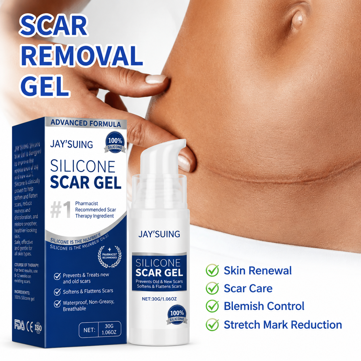 Buy 1 Get 1 Free 🔥 Advanced Silicone Scar & Wrinkle Smoothing Gel